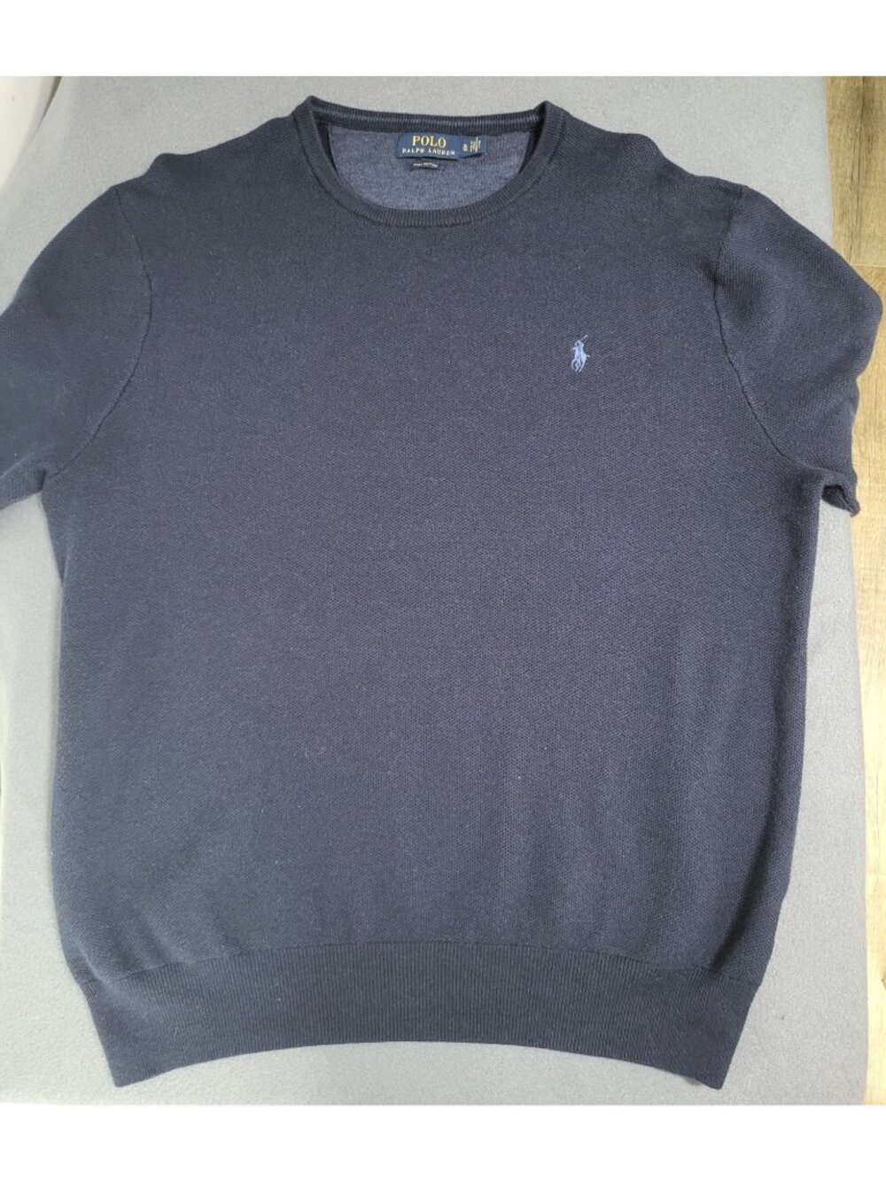 POLO Ralph Lauren Pima Cotton Crewneck Pullover Sweater XL Navy Blue Old Money - Picture 2 of 9